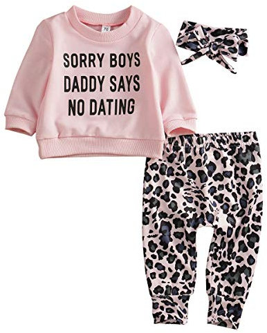 Geagodelia 3tlg Babykleidung Set Baby Mädchen Kleidung Outfit T-Shirt Top/Body + Hose/Shorts Neugeborene Kleinkinder Weiche Babyset 0-4 Jahre (6-12 Monate, Hosen & Top Sets - Pink)