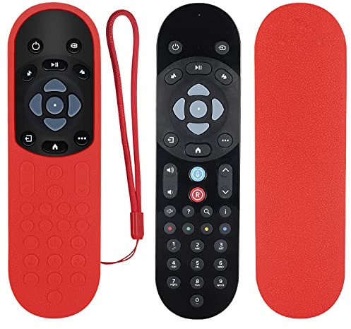 Custodia protettiva remota in silicone per Sky Q EC201 EC202 2020 Telecomando vocale Bluetooth, custodia delicata sulla pelle, antiurto e lavabile con cordino (rosso)