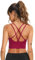 Sykooria Sport BH Damen Gepolstert Bustier Ohne Bügel Spaghettiträger Cross Back Design Push Up Sport Bra Top für Yoga Fitness, Weinrot XL