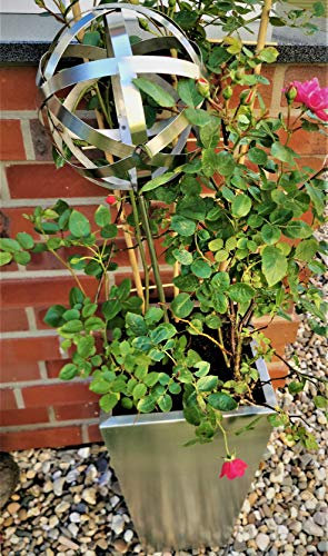 Rosenkugel Geflecht 20 cm Edelstahl mit Stab 80 cm Streifenkugel Geflechtkugel