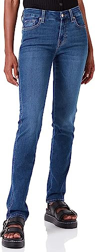 7 For All Mankind Damen Kimmie Straight Bair Eco Jeans, Mid Blue, 26W / 26L EU