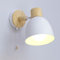 DKNHS Wandleuchte Innen mit Schalter Wandlampe Holz Vintage E27 Wandleuchten Retro Industrial Lampenschirm Nachtlicht für Schlafzimmer, Wohnzimmer, Treppen, Korridor (Weiß)
