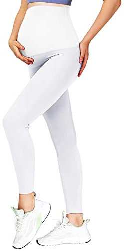 JMITHA Legging Grossesse Maternité, Pantalon de Grossesse Femme Leggings Longs de Grossesse en Coton, Super Confortable Legging Vêtements Grossesse Sports et Loisirs (Bleu, XL)