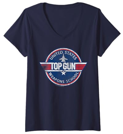 Femme Ripple Junction x Top Gun Fighter Weapons School T-Shirt avec Col en V