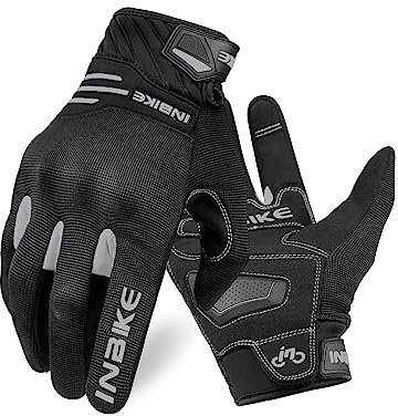INBIKE Motorradhandschuhe Herren Winter Sommer Schutz Handschuhe Motorrad Fahrrad Motocross Männer Vollfinger Radhandschuhe Grau M