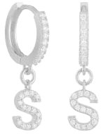 NAMLES - Damen Ohrringe mit Wunschbuchstaben- Ohrringe mit Buchstabe - Damenohrring- Geschenk - personalisiert - Geschenkidee (Silber)