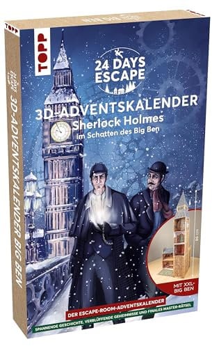 Topp 24 Days Escape 3D-Adventskalender – Sherlock Holmes im Schatten des Big Ben: 24 Rätsel rund um das XXL-Turmmodell. Für die ganze Familie