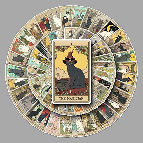 AUCEKO 62 Stück Tarot Aufkleber Pack Tarot Sticker Set wasserdichte Vinyl Sticker für Laptop Kinder Autos Motorrad Fahrrad Skateboard Gepäck Koffer Computer Aufkleber Graffiti Decal