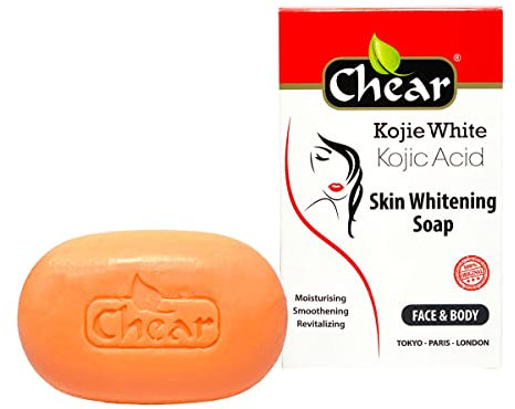 Chear Kojic Acid Skin Brightening Bath Cleansing Soap 150g Reduce Acne Scars, Hyperpigmentation, Uneven Skin Tone | Dark Spots Remover for : Face, Body, Knees
