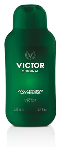 Victor Original Doccia Shampoo Uomo 250 ml, Detergente Corpo e Capelli, Formula Delicata con Estratti Naturali, Tonifica e Rigenera, Fragranza Maschile Classica