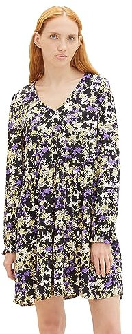 TOM TAILOR Denim Damen Kleid mit Volant & V-Ausschnitt