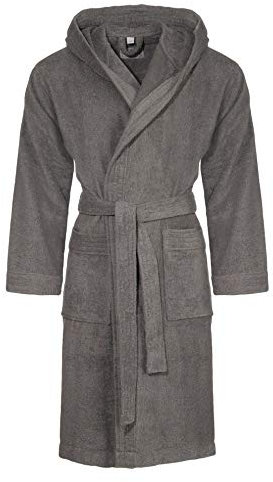 Class Home Collection Bademantel Damen & Herren mit Kapuze – 100% Baumwolle Frottee, weich, saugstark & lang – Unisex Morgenmantel für Spa & Zuhause – OEKO-TEX zertifiziert Grau Gr. XL