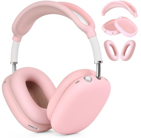 AIRSPO Airpods Max Schutzhülle, Silikon-Schutzhülle für AirPods Max Kopfhörer, kratzfeste Ohrpolster-Abdeckung/Kopfbandabdeckung für Apple AirPods Max, Airpod Max Zubehör (Rosa)