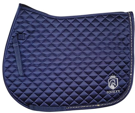 EQUILYX® Schabracke für Pferde aus hochwertigem Satin, ergonomische Passform, optimale Luftzirkulation, Vielseitigkeit (Warmblut Vielseitigkeit, Navy)