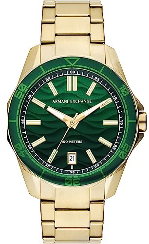 Armani Exchange Herrenuhr quarz/3-Zeiger datum Uhrwerk 44mm Gehäusegröße mit einem Edelstahlarmband AX1951
