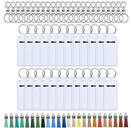 goodluxx Il set di portachiavi da 72 pezzi include 24 moschettoni, 24 portachiavi bianchi con portachiavi, 24 ciondoli porta rossetto con portachiavi, argento