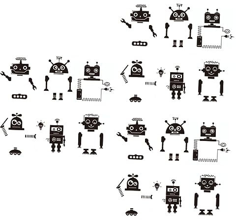 ibasenice 18stücke Teiliges Robotermotiv Lichtschalter Aufkleber Abnehmbare Wandsticker Für Kreative Wohnräume Umweltfreundliches Dekorative Wandgestaltung Für Kinderzimmer Und