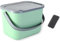 Go Practic Cubo de basura orgánica para cocina de 6 L, color verde/gris con tapa, ecológico para frutas y verduras, contenedor de residuos biológicos para separación, función clic, cubo de basura para