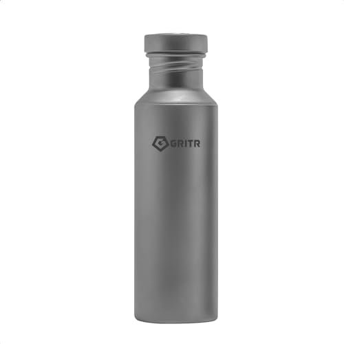 GRITR Titan-Sport-Wasserflasche, 700 ml, mit Nylonträger, ultraleicht, auslaufsicher, wiederverwendbar, Outdoor-Zubehör für Reisen, Camping, Rucksackreisen, Wandern, Sport, den täglichen Gebrauch