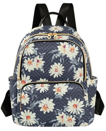 Mnsruu Pretty Daisy Floral Backpack Women Laides Rucksack School Bags Lightweight Shoulder Bag Daypack for Womens, Ladies & Girls M