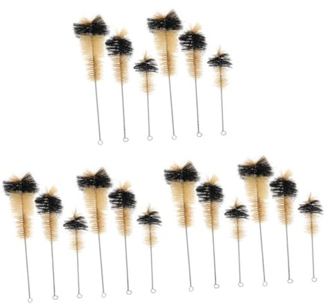 Mobestech 18pcs Laboratory Bottle Cleaning Brush Ergonomic Iron Handle Pig Hair Bristle for Flasks Beakers and Bottles for Effortless Cleaning Tasks