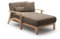 Cavadore Longchair Billan / Freistehende Recamiere im skandinavischen Design mit Bett und massivem Holzgestell in Buche / 109 x 88 x 185 / Flachgewebe, Braun