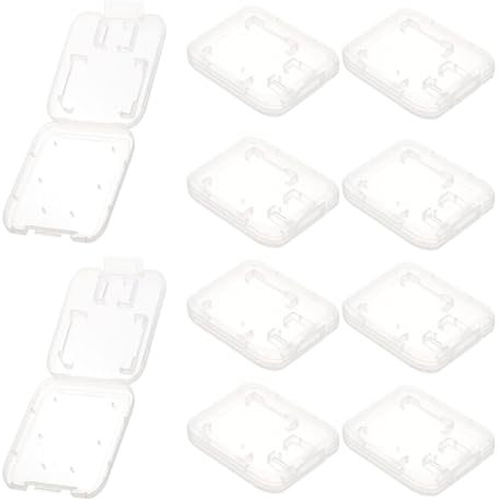 Ryaupy Lot de 10 étuis Transparents pour Cartes mémoire - Boîte de Rangement Transparente pour Double Carte mémoire - Étui de Protection - Boîte de Rangement - Porte-Carte SD