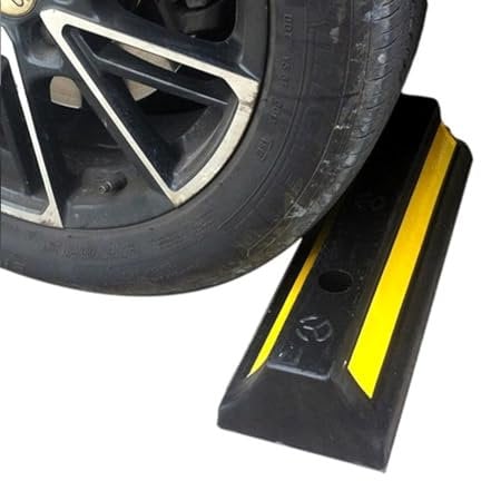 1 x Parkplatzbegrenzung Gummi - 46 x 14 x8 cm Radstopper für Parkplätze und Garage - Abstandhalter Boden - Anfahrschutz - Parkhilfe Parkschwelle Einparkhilfe - Garagenstopper mit Reflektoren
