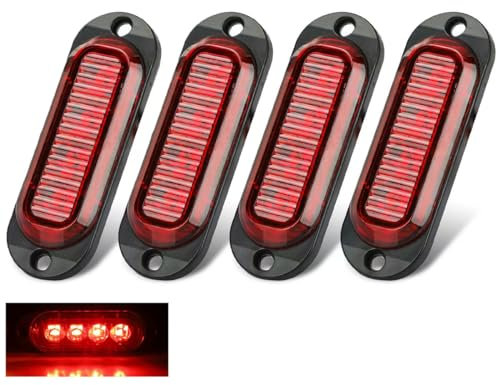 Greluma 4 piezas lámpara llevada luces indicadoras marcador lateral,DC 12 V/24 V 4 leds lámpara trasera delantera,luces posición laterales led rojas luces liquidación para camión remolque ATV SUV