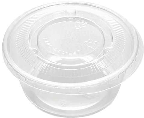 MAXI PRODUCTS - Lot de 250 pots en plastique réutilisables avec couvercle - 100 ml - Boîtes en plastique réutilisables pour sauces - Boîtes avec couvercle - Extra résistantes