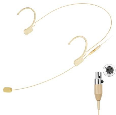 KIMAFUN Beige Headset Microphone, Pro Over-Ear Condenser Headworn Mic Compatible with AKG Wireless Bodypack Transmitters, Ideal for Stage Performances, Hosting, Teaching, Public Speaking, HC-810