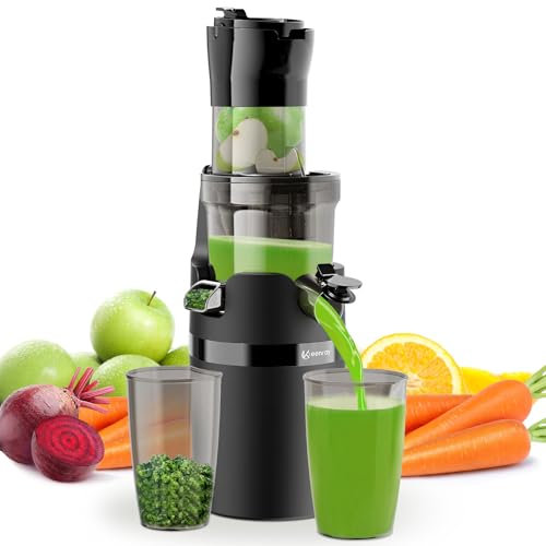 Keenray Extracteur de Jus, Jus de Fruits et Légumes à Mastication Lente, Slow Juicer Jus Frais et Santé, sans BPA, 80 mm Large Bouche, Pression douce