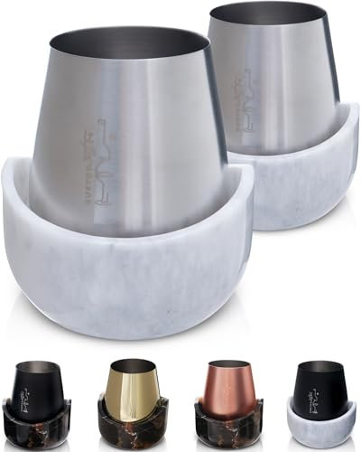 Gusto Nostro Wine Glasses Chiller (Set of 2) - Color: Silver_White