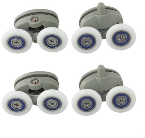 Feegow Shower Door Runners Twin Shower Door Rollers Set Of 4 - Oval Butterfly Twin Wheel Shower Door Rollers - Shower Door Top Bottom Rollers/Runner(27mm)