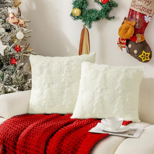 Demiawaking 2 Stücke Kissenbezug 45x45cm Sofadeko Sofakissen Party Deko, Liebe Herz Kissen Kissenbezüge, Weicher Plüsch Kopfkissenbezug Kissenhülle Damen Mutter Geschenk (Weiss 03)