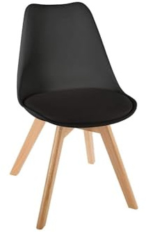 Avilia Moderner Schreibtischstuhl mit Gestell aus Buchenholz, Polsterung aus Polyurethan, Farbe Schwarz, für Zuhause und Büro, Elegantes und Komfortables Design