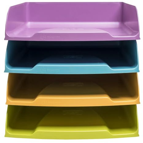 Exacompta 111909SETD Set mit 4 Briefkörben Combo Styli Pop N'Co – Maße 34,6 x 25,5 x 24,3 cm – für DIN A4