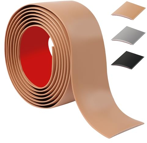 200cm übergangsprofil selbstklebend，Flexibel übergangsleiste selbstklebend PVC für Küche/Wohnzimmer/Bad,Türschwellen leiste zum Verbinden von Bodenfugen/Fliesen/Laminat/Teppich（5cm，Braun）