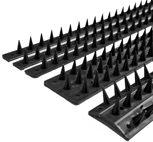 EarlyGrow Fence Wall Spikes Garden Security Guard Anti-Climb Cat Bird Intruder Pest Deterrent - Made in the UK (10-Pack (5m), Black)