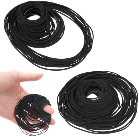 Oruola 150 Stück Kassettenriemen, schwarzer Gummi-Plattenspieler-Gürtel, Ersatz 40–135 mm, Reparatur und Wartung, Hybrid-Flachkassetten-Videoriemen, für DVD-, CD-, LD-, VCR-Repeater-Laufwerk, 1 mm