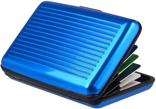 Guyode Porta Carte in Alluminio, Portacarte Uomo e Donne Slim Protezione Contro il Furto di Dati, Portatessere RFID Protection Card per Business, ID, Assicurazioni, di Debito (Blu)