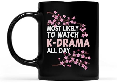 Coffee Mugs 330Ml, Most Likely to Watch K Drama Korean Funny Porcelain Cup Humour Tea Mug for Colleague Home Office