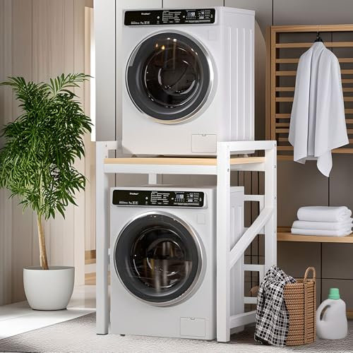 QUTBAG Organisation für Waschküche, über dem Wasch- und Trockner -Lagerregal, Waschmaschine Trockner Arbeitsplatte für Badezimmer Waschküche Balkonen White