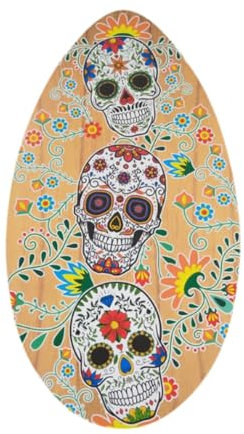 JISADER Skeleton Impreso Skimboard Madera Skim de 30 Pulgadas Plano de Surf Creativo de Peso Ligero para niños niños Adultos Hombres Mujeres