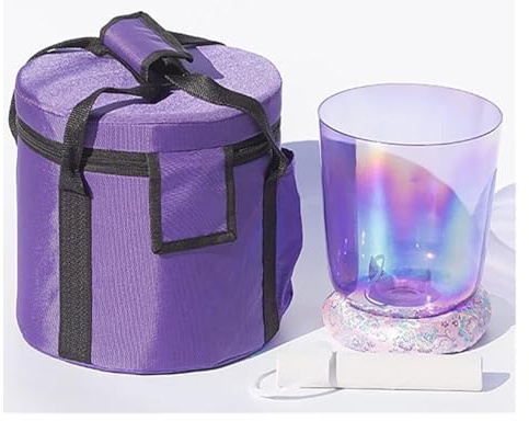 WEKONUMEX Crystal Singing Bowl Set, 432hz,Lavender Clear Crystal Singing Bowl, Alchemy Bowl for Yoga Meditation & Sound Healing, Sound Bowl with Heavy Duty Carrying Case(With case)