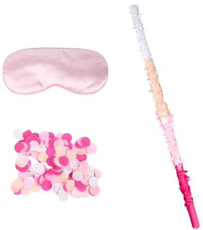 2 Stück piñata Stab, Rosa Piñata-Stick mit Augenbinde und Konfetti für Kinder Erwachsene Feiern und Veranstaltungen