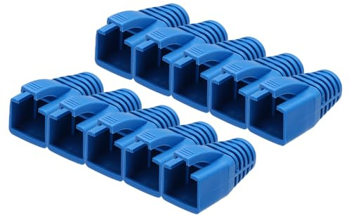 sourcing map 100 Pack Cable Connector Boot Cover, Cat6A Cat7/7A Ethernet Network Cable Strain Boot, 8mm Hole Diameter(Blue)