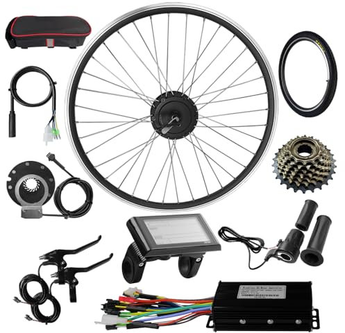 WR-TEAM 48V 26'' 500W Rear wheel Electric Bikes Conversion Kit Hub Motor, Electric Bicycle Motor,E-bike Cycling Hub with Controller, Bike Bicycle Conversion Tool Kit 7-speed Cassette,SW900 Screen