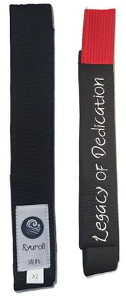 RYUROLL Cinturón negro Legacy of Dedication [Pre-bordado en blanco/colección Flow] (BJJ) (A3)