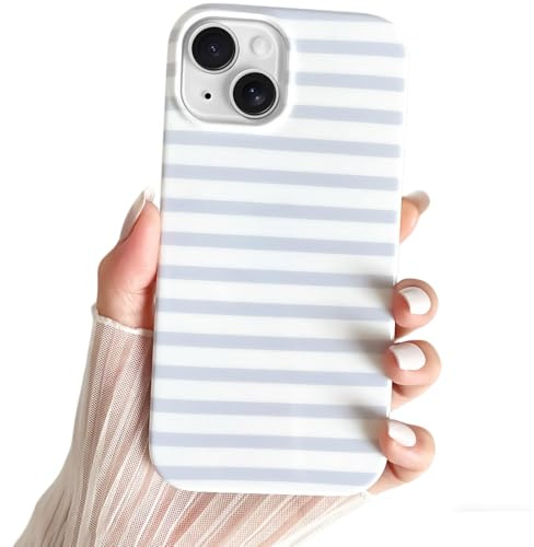 SmoBea Kompatibel mit iPhone 13 Hülle, Süßes horizontal Striped Handyhülle, weiches, schlankes, stoßfestes TPU-Telefoncover für Frauen und Mädchen, schön und stilvoll,Blau